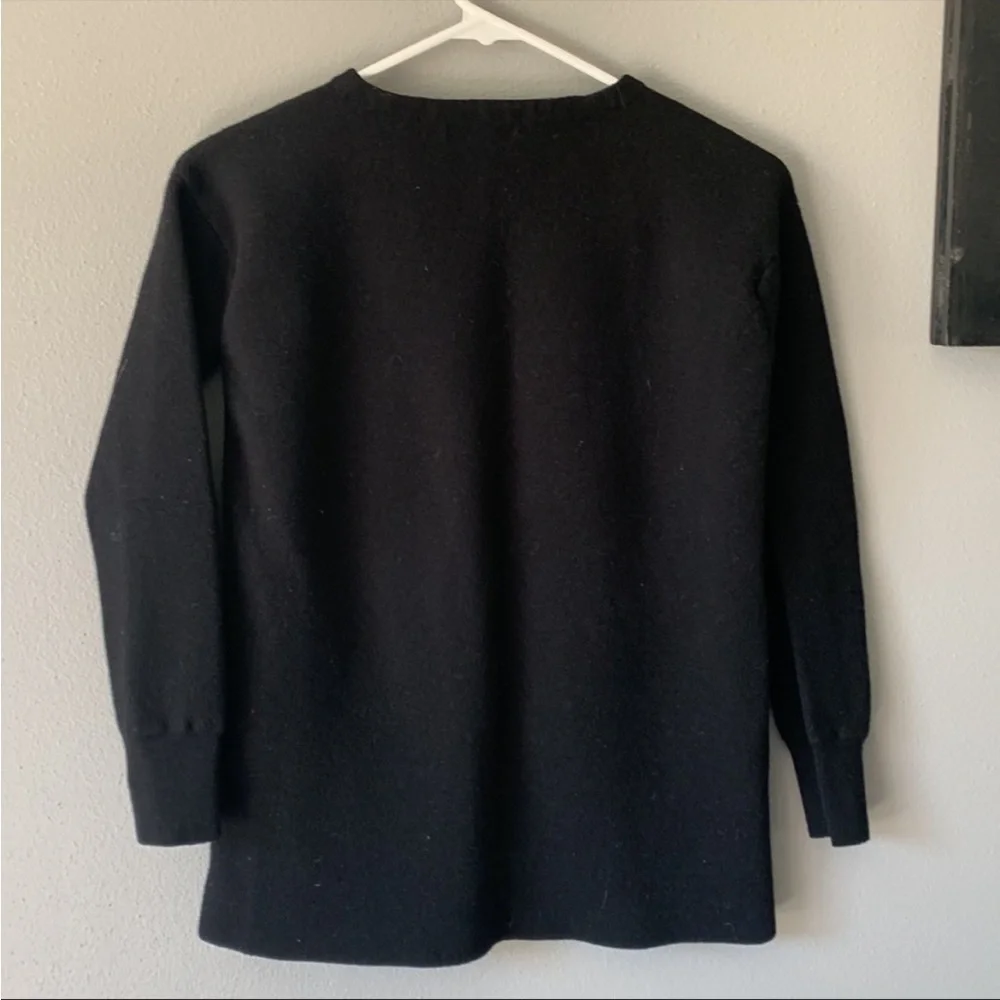 J. Crew 100% Wool Sweater with Leather Pockets Black